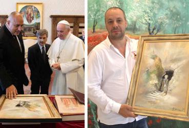 Папа Франциск получил в подарок картина Павла Миткова